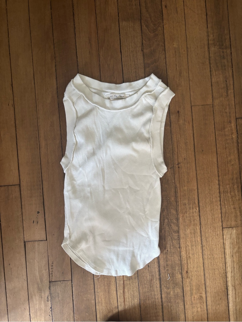 We The Free Cream Ribbed Scoop Tank